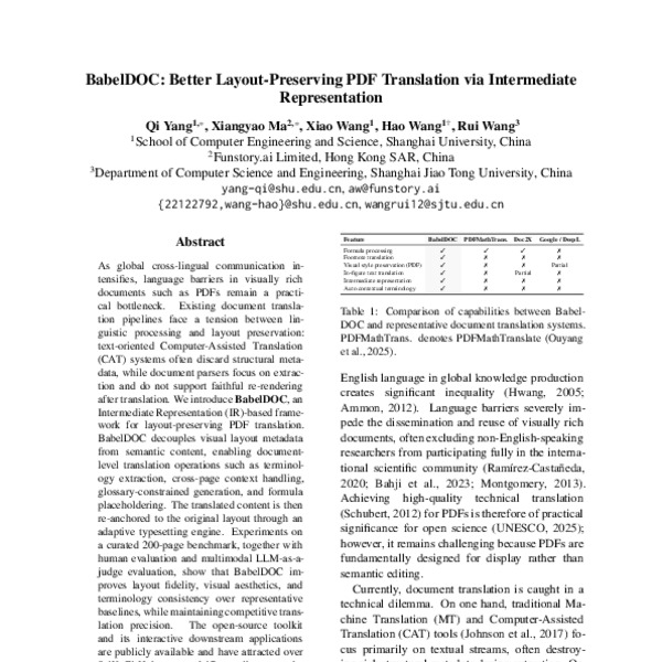 BabelDOC: Better Layout-Preserving PDF Translation via Intermediate ...
