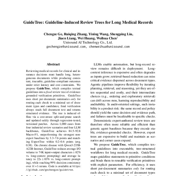 GuideTree: Guideline-Induced Review Trees for Long Medical Records ...