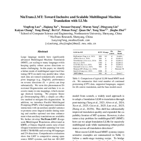 NiuTrans.LMT: Toward Inclusive and Scalable Multilingual Machine ...