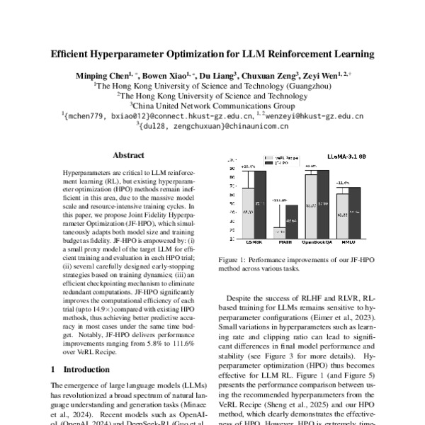 Efficient Hyperparameter Optimization for LLM Reinforcement Learning ...