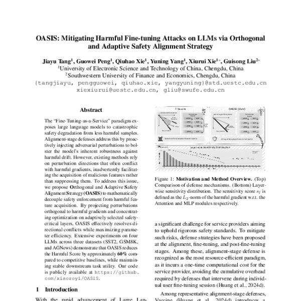 OASIS: Mitigating Harmful Fine-tuning Attacks on LLMs via Orthogonal ...