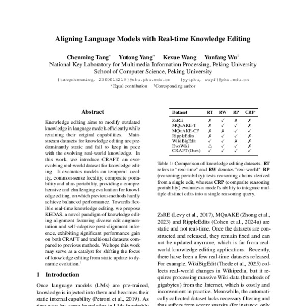 Aligning Language Models with Real-time Knowledge Editing - ACL Anthology