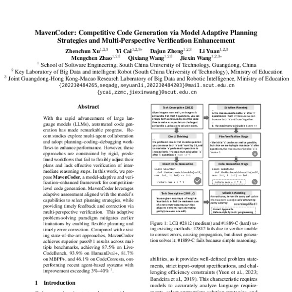MavenCoder: Competitive Code Generation via Model Adaptive Planning ...