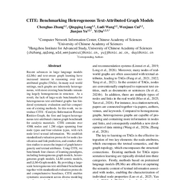 CITE: Benchmarking Heterogeneous Text-Attributed Graph Models - ACL ...