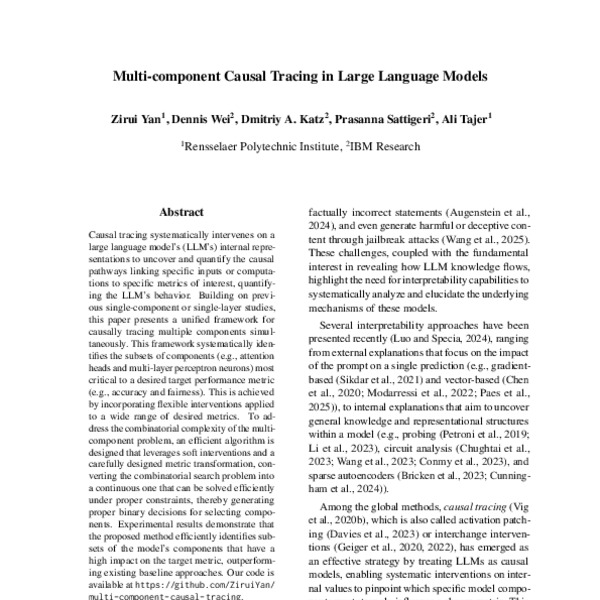 Multi-component Causal Tracing in Large Language Models - ACL Anthology