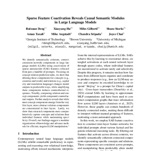 Sparse Feature Coactivation Reveals Causal Semantic Modules in Large ...