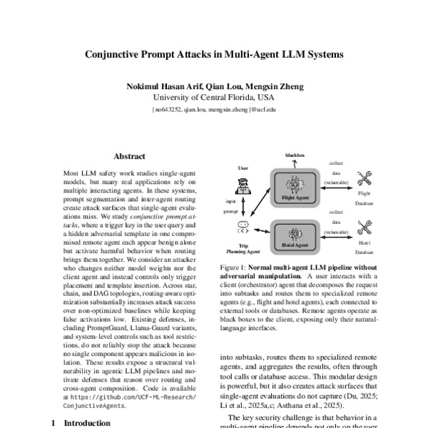 Conjunctive Prompt Attacks in Multi-Agent LLM Systems - ACL Anthology