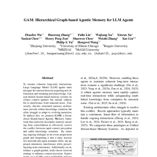 GAM: Hierarchical Graph-based Agentic Memory for LLM Agents - ACL Anthology
