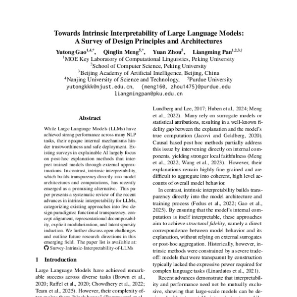Towards Intrinsic Interpretability of Large Language Models: A Survey ...