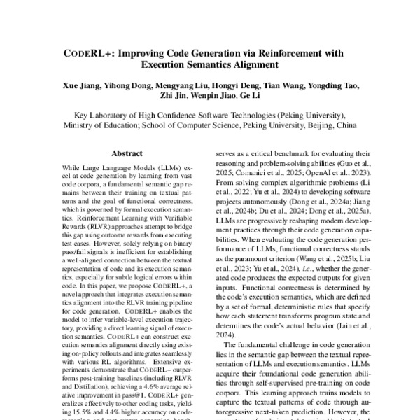 CODERL+: Improving Code Generation via Reinforcement with Execution ...