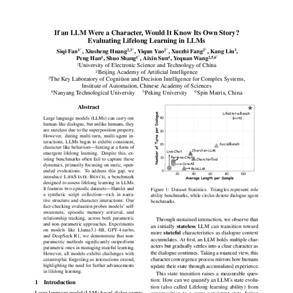 If an LLM Were a Character, Would It Know Its Own Story? Evaluating ...