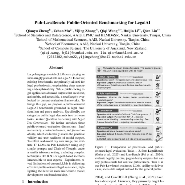 Pub-LawBench: Public-Oriented Benchmarking for LegalAI - ACL Anthology