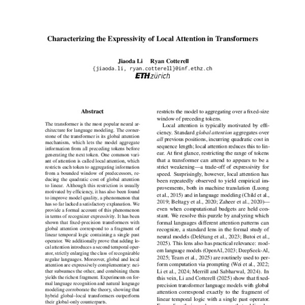 Characterizing the Expressivity of Local Attention in Transformers ...