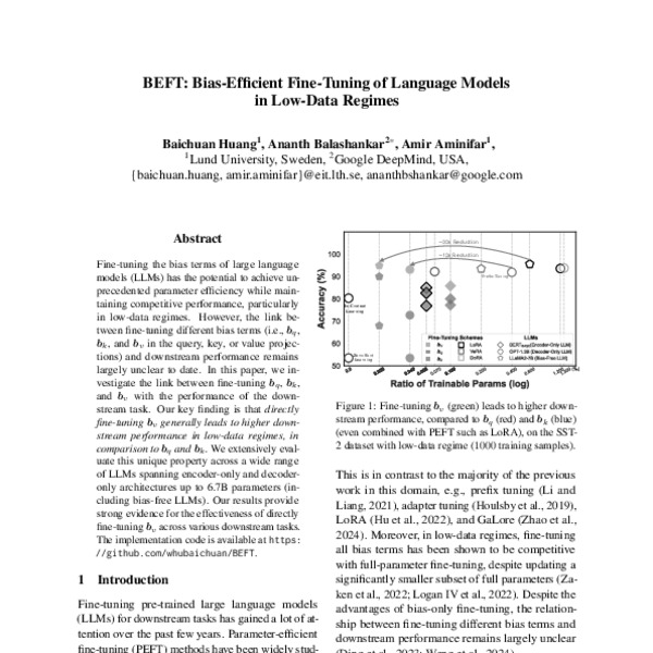 BEFT: Bias-Efficient Fine-Tuning of Language Models in Low-Data Regimes ...