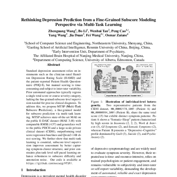 Rethinking Depression Prediction from a Fine-Grained Subscore Modeling ...
