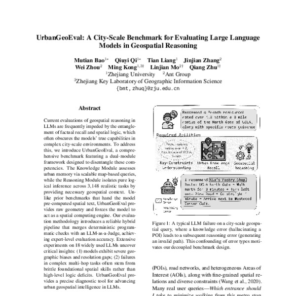 UrbanGeoEval: A City-Scale Benchmark for Evaluating Large Language ...