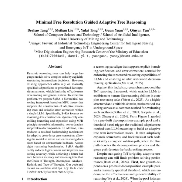 Minimal Free Resolution Guided Adaptive Tree Reasoning - ACL Anthology