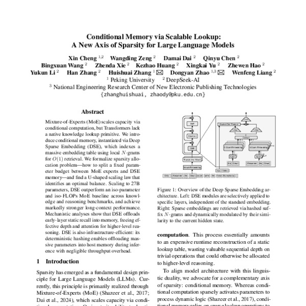 Conditional Memory via Scalable Lookup: A New Axis of Sparsity for ...