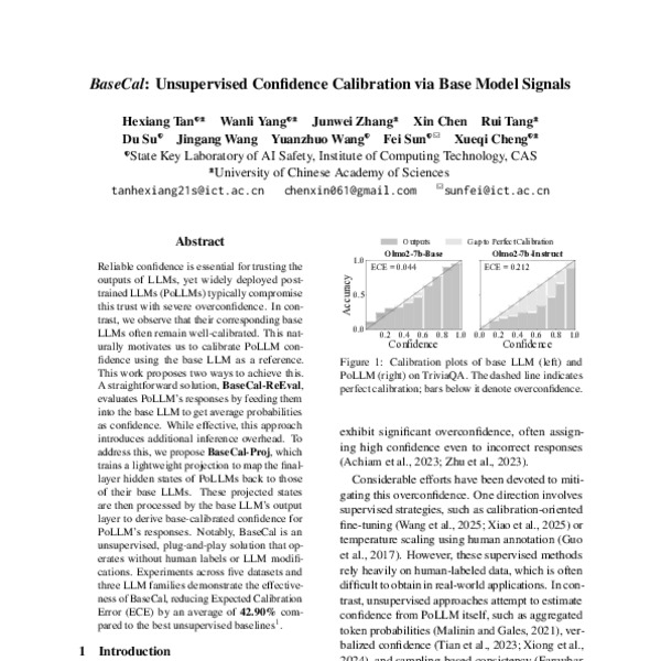 BaseCal: Unsupervised Confidence Calibration via Base Model Signals ...