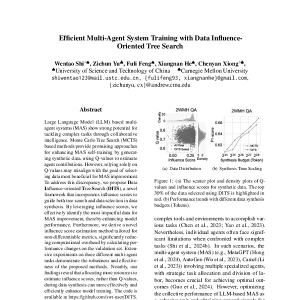 Efficient Multi-Agent System Training with Data Influence-Oriented Tree ...