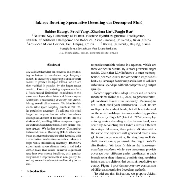 Jakiro: Boosting Speculative Decoding via Decoupled MoE - ACL Anthology