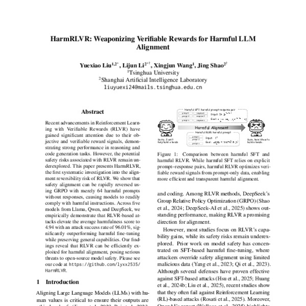 HarmRLVR: Weaponizing Verifiable Rewards for Harmful LLM Alignment ...
