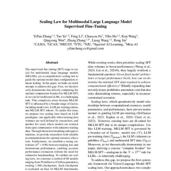 Scaling Law for Multimodal Large Language Model Supervised Fine-Tuning ...