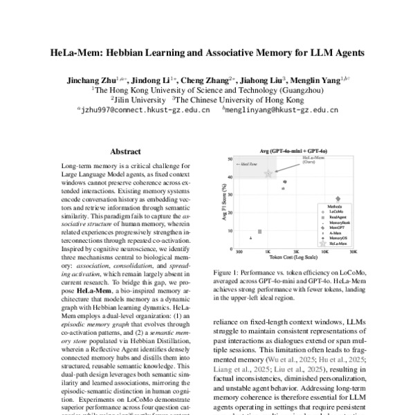 HeLa-Mem: Hebbian Learning and Associative Memory for LLM Agents - ACL ...