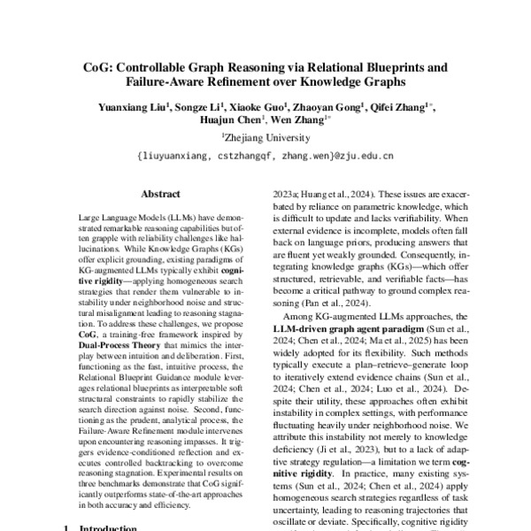 CoG: Controllable Graph Reasoning via Relational Blueprints and Failure ...
