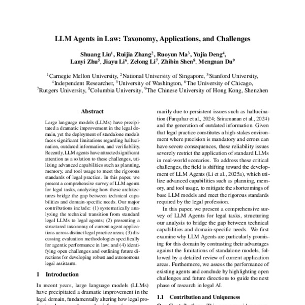 LLM Agents in Law: Taxonomy, Applications, and Challenges - ACL Anthology