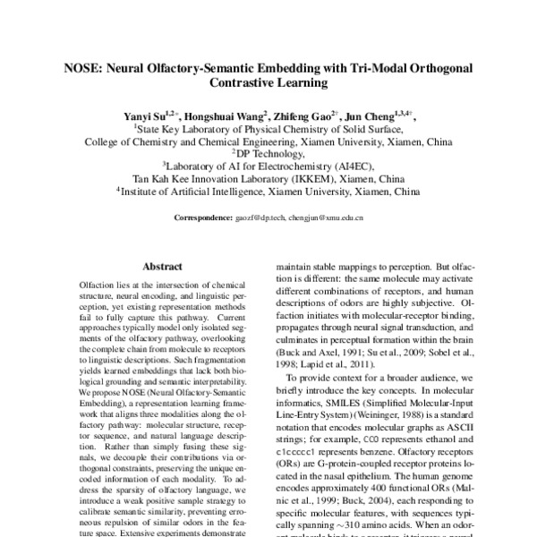 NOSE: Neural Olfactory-Semantic Embedding with Tri-Modal Orthogonal ...