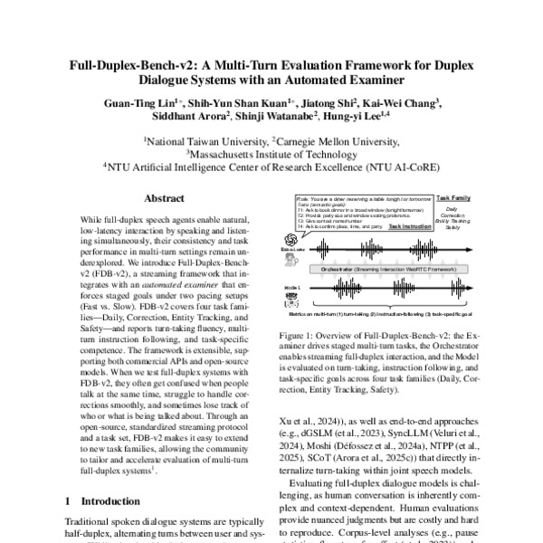 Full-Duplex-Bench-v2: A Multi-Turn Evaluation Framework for Duplex ...