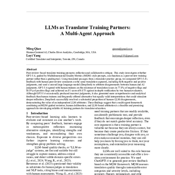 LLMs as Translator Training Partners: A Multi-Agent Approach