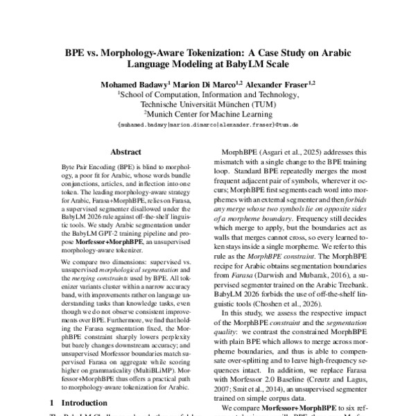 BPE vs. Morphology-Aware Tokenization: A Case Study on Arabic Language Modeling at BabyLM Scale