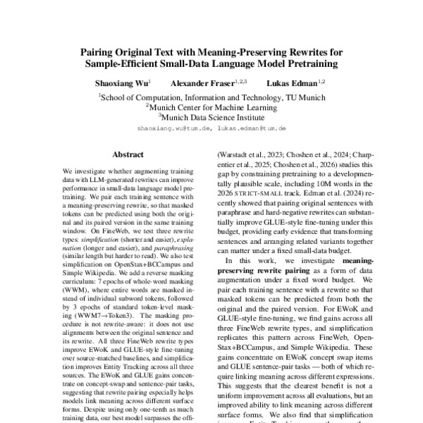 Pairing Original Text with Meaning-Preserving Rewrites for Sample ...