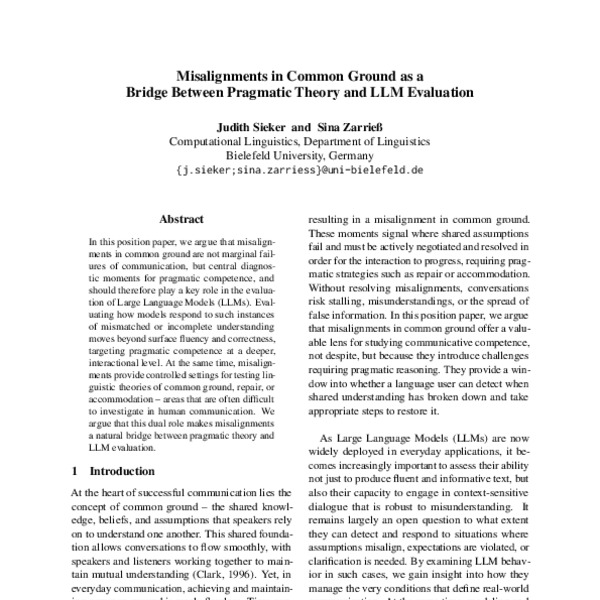 Misalignments in Common Ground as a Bridge Between Pragmatic Theory and LLM Evaluation