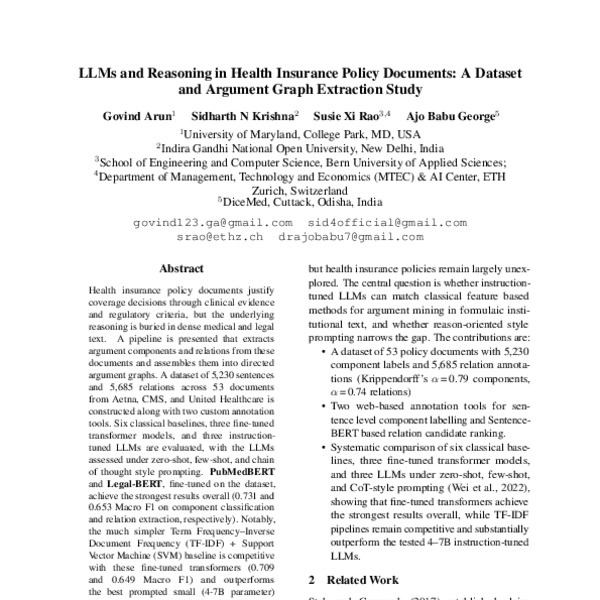 LLMs and Reasoning in Health Insurance Policy Documents: A Dataset and ...