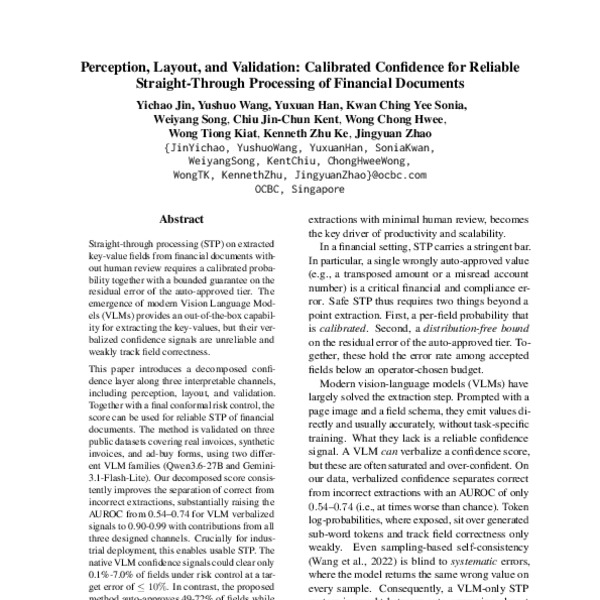 Perception, Layout, and Validation: Calibrated Confidence for Reliable ...