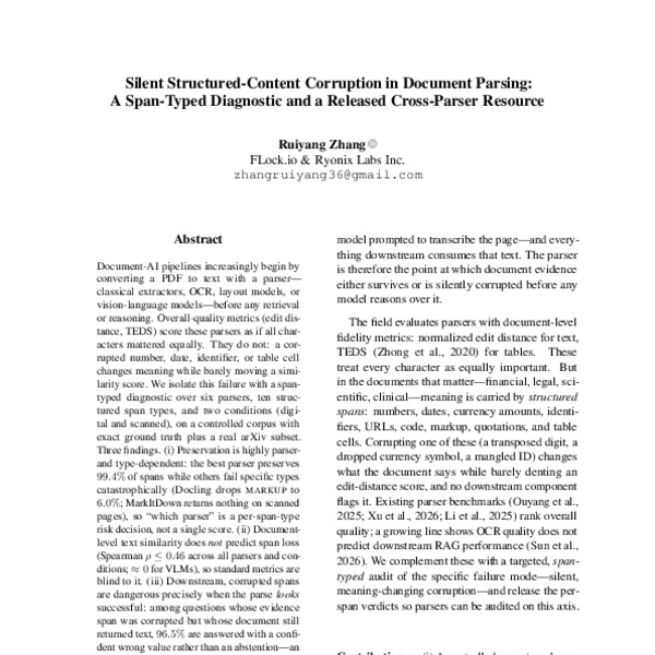 Silent Structured-Content Corruption in Document Parsing: A Span-Typed ...