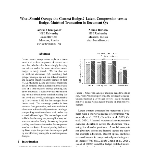 What Should Occupy the Context Budget? Latent Compression versus Budget ...