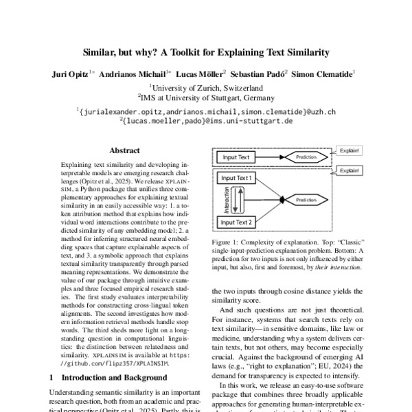 Similar, but why? A Toolkit for Explaining Text Similarity - ACL Anthology