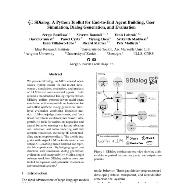 SDialog: A Python Toolkit for End-to-End Agent Building, User ...