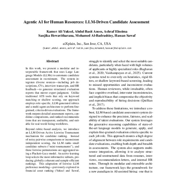 Agentic AI for Human Resources: LLM-Driven Candidate Assessment - ACL ...