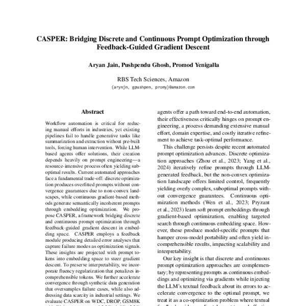 CASPER: Bridging Discrete and Continuous Prompt Optimization through ...