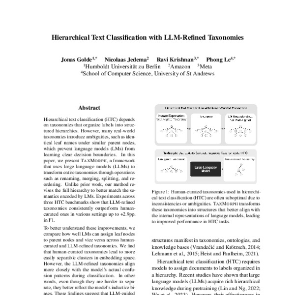Hierarchical Text Classification with LLM-Refined Taxonomies - ACL ...