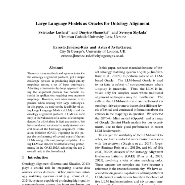 Large Language Models as Oracles for Ontology Alignment - ACL Anthology