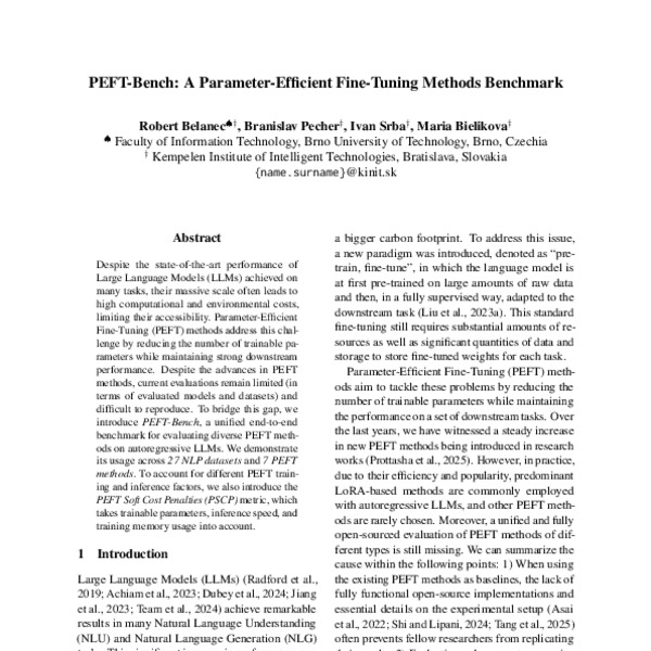 PEFT-Bench: A Parameter-Efficient Fine-Tuning Methods Benchmark - ACL ...