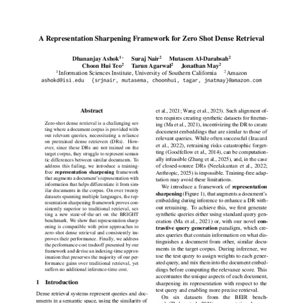 A Representation Sharpening Framework for Zero Shot Dense Retrieval ...