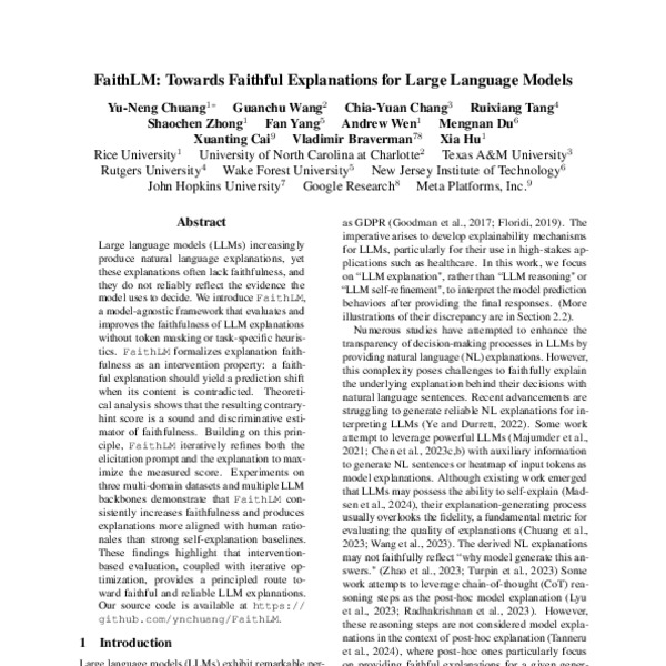 FaithLM: Towards Faithful Explanations for Large Language Models - ACL ...