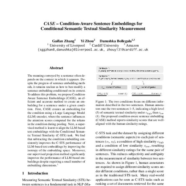CASE – Condition-Aware Sentence Embeddings for Conditional Semantic ...